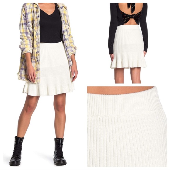 Free People Dresses & Skirts - Free People Solid Gold Ribbed Mini Skirt